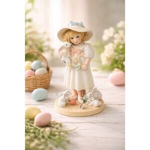 Jan Hagara “Dacy” Girl w Bunny Figurine 1570/15000 Easter Bisque